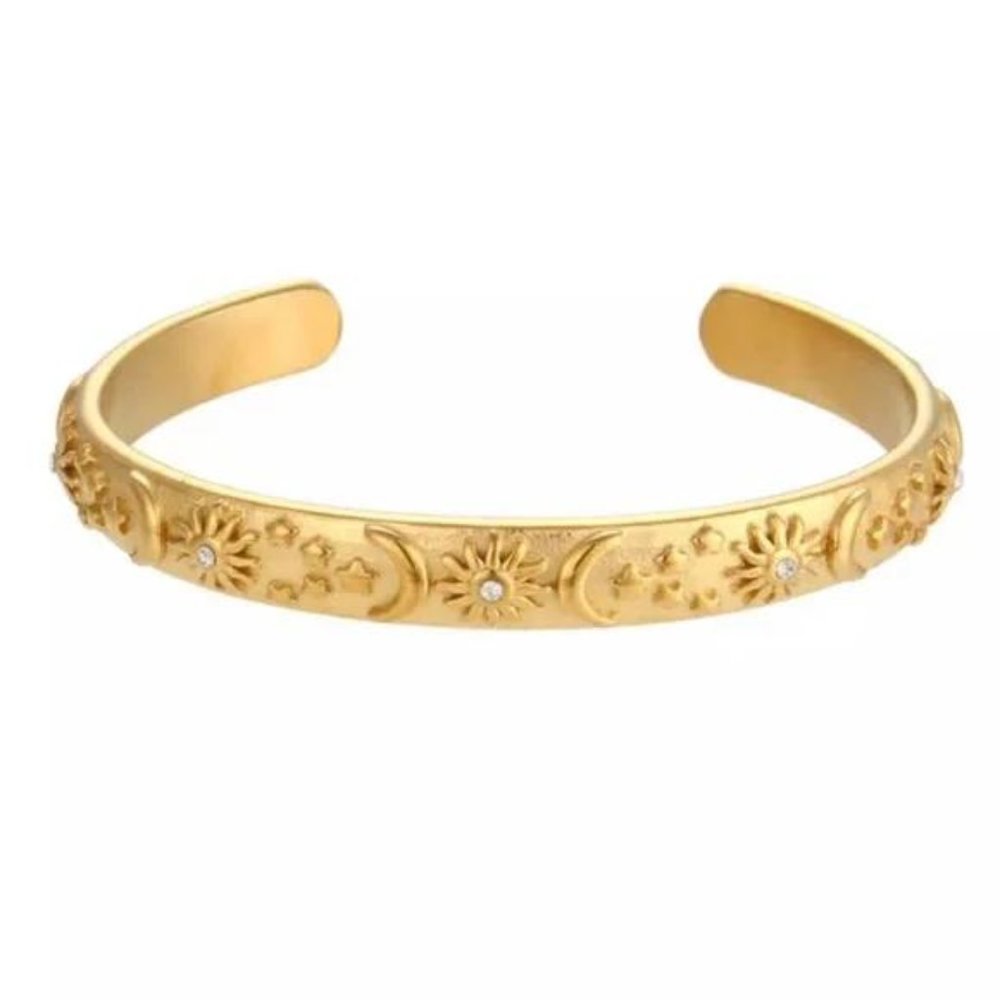 NEW 18K GOLD SUN MOON STAR CUFF BRACELET, NICE BRACELET, CUTE BRACELET - Picture 5 of 5